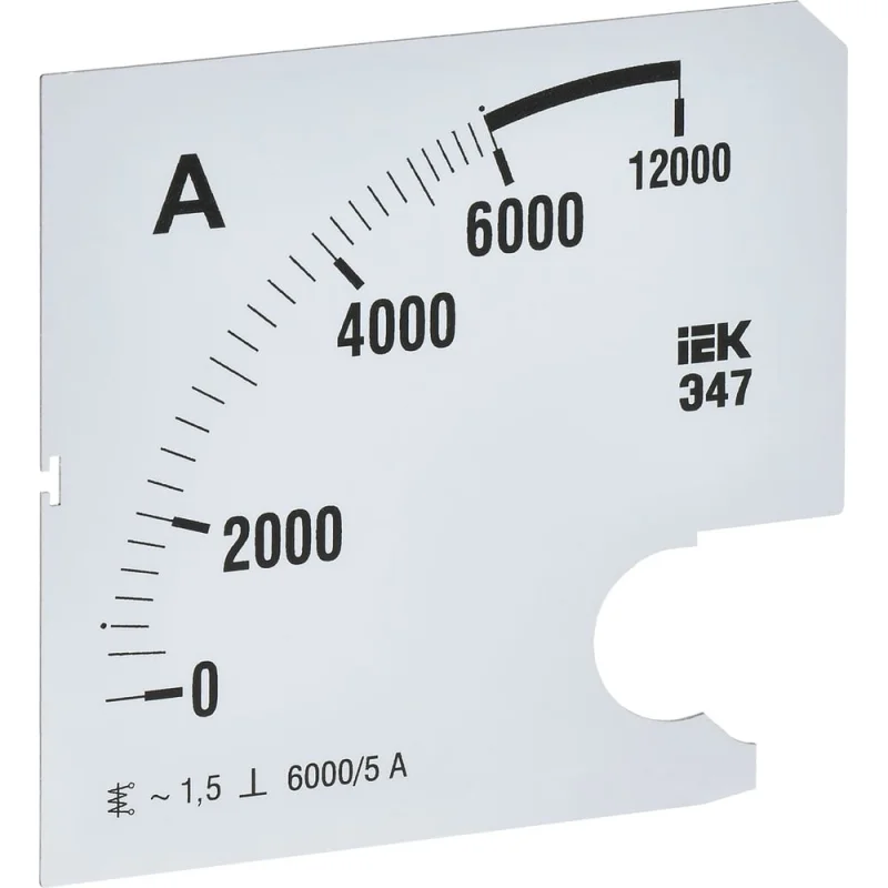 Шкала сменная для амперметра IEK э47 6000/5а-1,5 96x96мм IPA20D-SC-6000