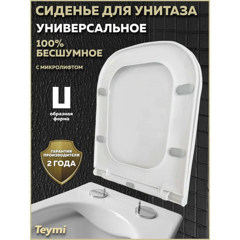 Сиденье для унитаза с микролифтом быстросъемное универсальное Lori F Teymi полипропилен белое S40309 ЦБ-00270487