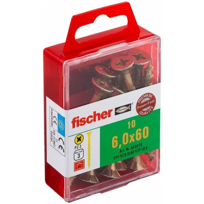 Шуруп для дерева Fischer fpf-sz 6,0x60 yzp, жёлт. цинк, 10 шт. 653978