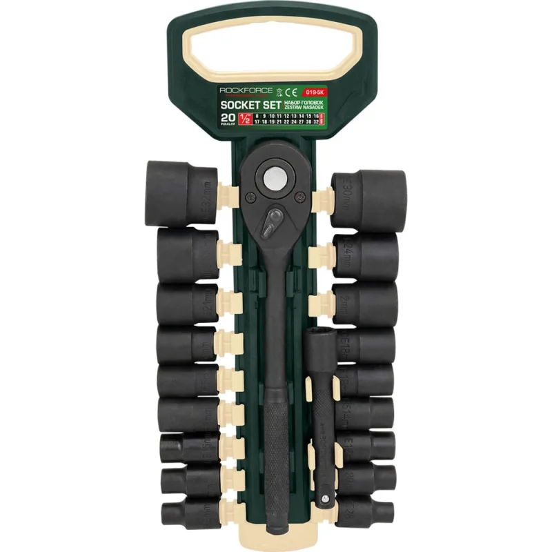 Набор головок с трещоткой и удлинителем Rockforce 20 предметов 1/2'', 6гр RF-019-5K(59792)