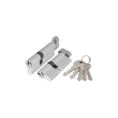 Цилиндровый механизм Ajax (AX102/70) AX1002Knob70 (35+10+25) CP хром с вертушкой 42499