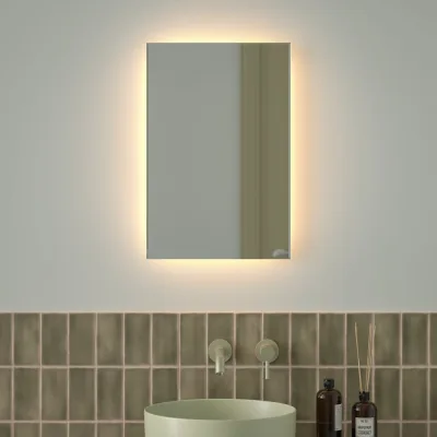 Зеркало с фацетом и LED-подсветкой DEFESTO 17W (40x60 cm) (Без выключателя) (Теплый белый свет) GLOW DF 2512