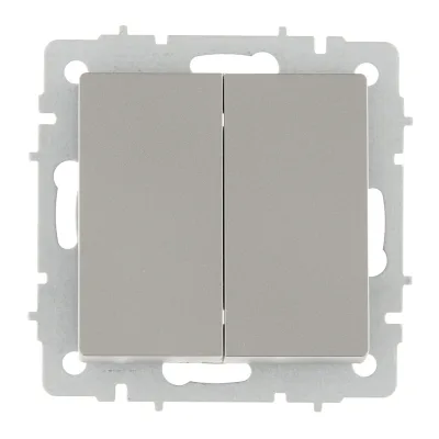 Выключатель IEK Brite двухклавишный встраиваемый сталь (BR-V20-0-10-K46)
