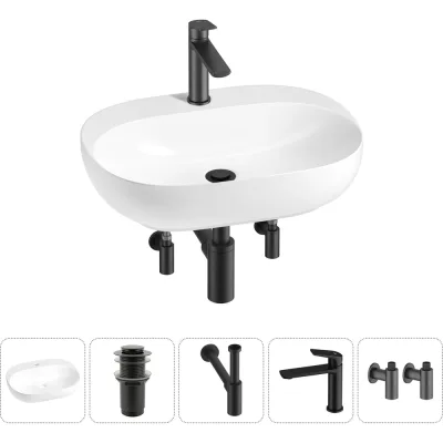 Акционный набор Wellsee 5 в 1 Pro Line накладная/подвесная раковина 53x41 см 20212434R
