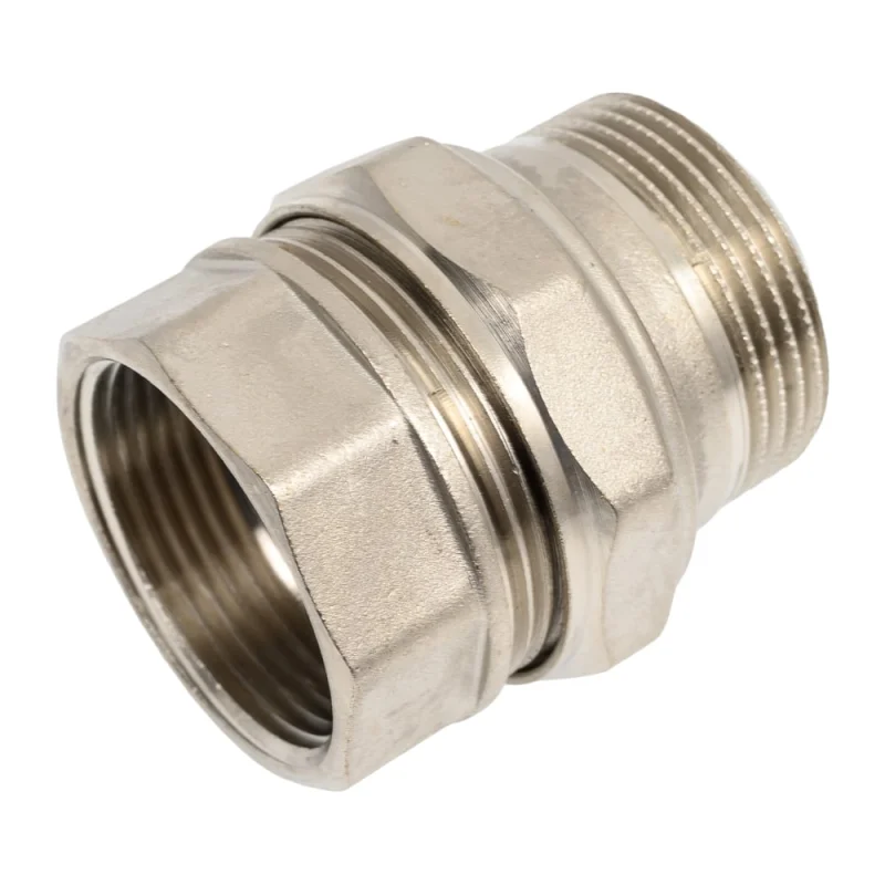 Сгон разъемный LD PRIDE Pride (американка) DN32 (1 1/4") ВР/НР латунь никель с биркой LD.67.530.32