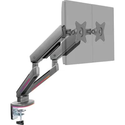 Кронштейн UNITEKI FMGT29RGBGL GAMING LINE для двух мониторов со струбциной и подсветкой RGB, системы газлифт, диагональ 17-34 2772