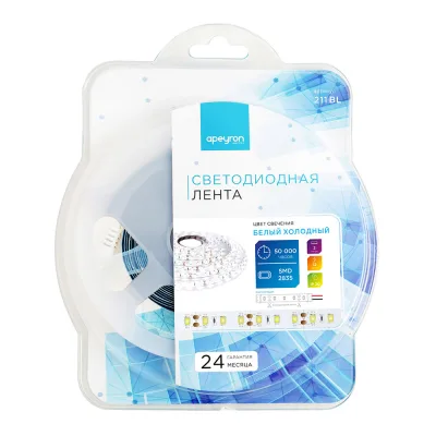 Лента светодиодная Apeyron 6500К 14,4 Вт/м 12 В IP20 SMD 2835 2 м (211BL)