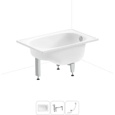 Комплект 3 в 1 Sanitana BLB Europa Mini стальная ванна 105x70 с ножками и сифоном (состои 20220541R
