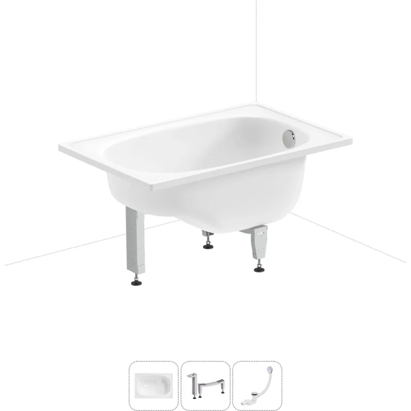 Комплект 3 в 1 Sanitana BLB Europa Mini стальная ванна 105x70 с ножками и сифоном (состои 20220541R