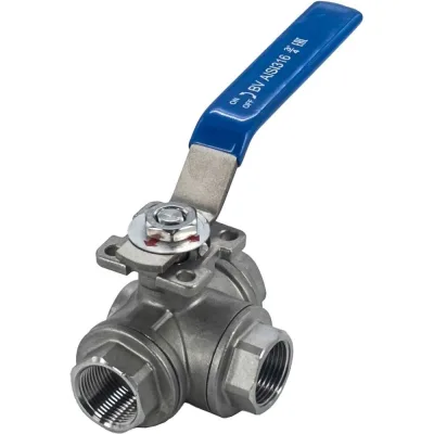 Кран шаровый трехходовой (L-тип) нержавеющий NEWKEY AISI316 DN20 (3/4"), (CF8M), PN64 NK-BTl20/6