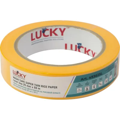 Лента малярная LUCKY WASHI бумажная сверхтонкая, золотая, до 120 УФ-60дней, размер 25мм х 50м 493625L