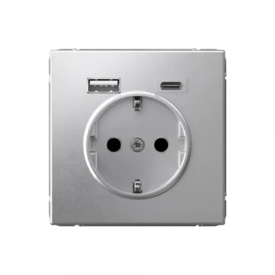 Розетка USB Systeme Electric ArtGallery встраиваемая алюминий USB-A/ Type-C (SE GAL000332)