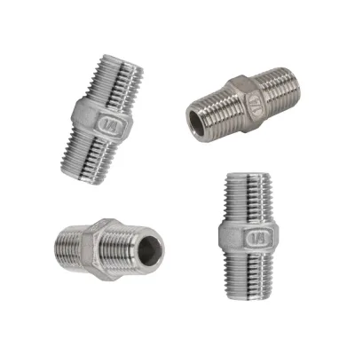 Ниппель NEWKEY резьбовой нержавеющий, AISI304 DN 8 (1/4), (CF8), PN16, набор 4 шт NAB4-NK-NM8/4