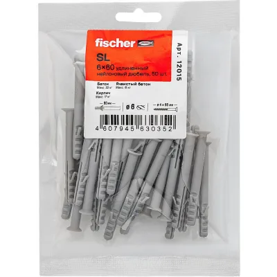 Удлиненный нейлоновый дюбель fischer SL 6x60 (50шт.) 12015