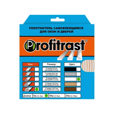 Уплотнитель Profitrast D-профиль, белый, 14x12 мм, 6 м 0817063