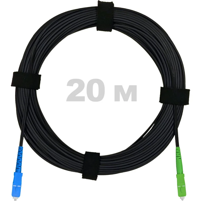 Патч-корд оптический Enginova FTTH диэлектрик FRP, 657 LSZH SC/APC-SC/UPC, черный 20 м ENG-FTTH-FRP-SCA-SCU-20-BL