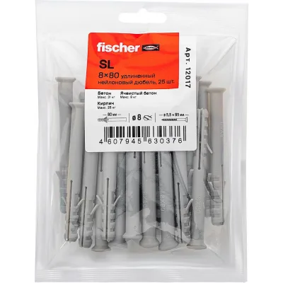 Удлиненный нейлоновый дюбель fischer SL 8x80 (25шт.) 12017