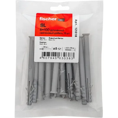 Удлиненный нейлоновый дюбель fischer SL 8x100 (15шт.) 12018