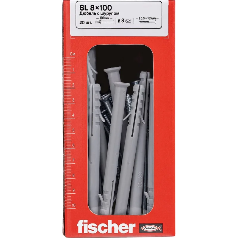 Дюбель Fischer SL 8x100 с шурупом 5,5x105 (20шт.) 12008