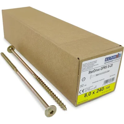 Шурупы Simpson Schmid StarDrive GPR 8.0x240/100 TK TX40 жёлтый цинк, тарелка, 50 шт. 5833740802400070