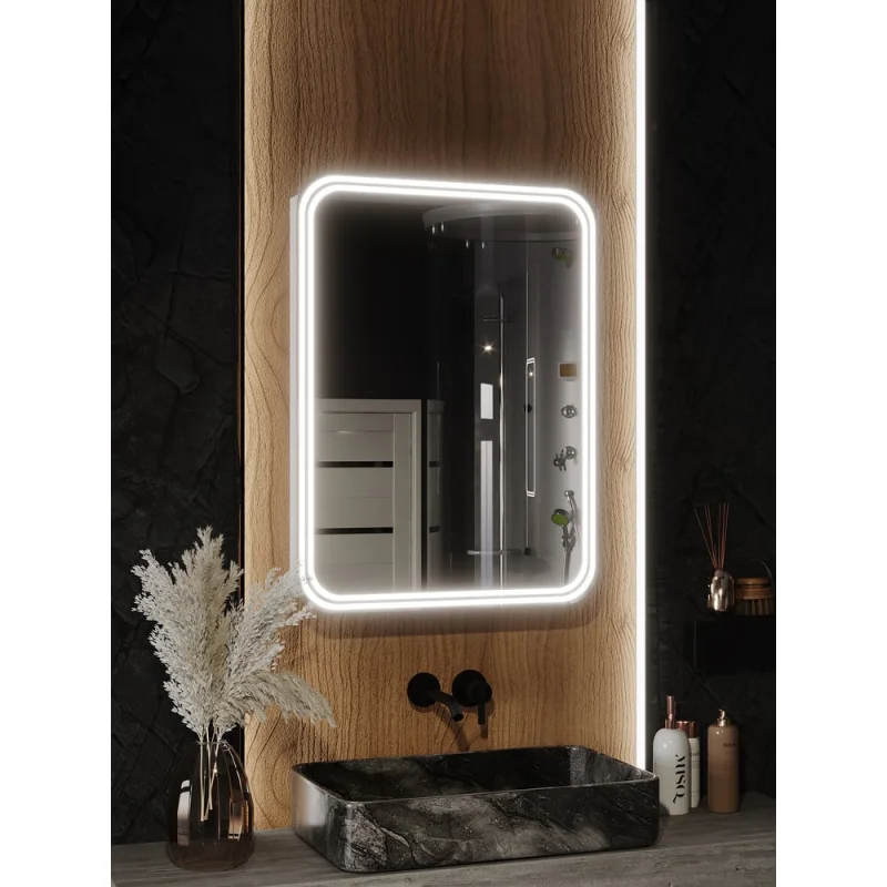 Зеркало-шкаф SANTREK HOME с LED подсветкой левое "ГЕРДА" 500x800мм 319288