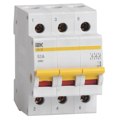 Выключатель нагрузки IEK Karat ВН-32 3P 63А 400 В на DIN-рейку (MNV10-3-063)