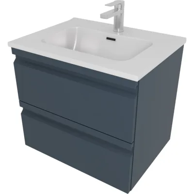 Комплект мебели AQUATEK ВЕГА AQ77060-MG тумба 60 см, с раковиной AQ0460-00, 2 ящика, серый матовый 00000145040