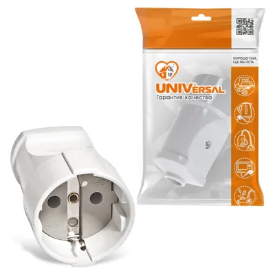Штепсельное гнездо с/з, белое 16А 250В UNIVersal А102