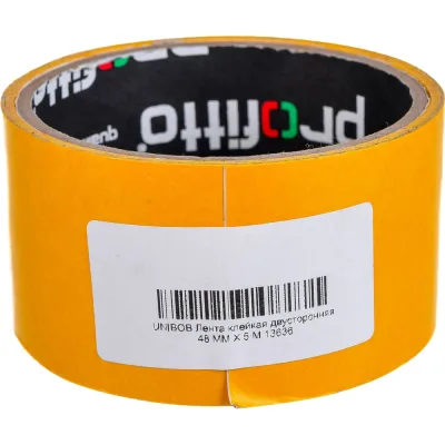 Двусторонняя клейкая лента UNIBOB Profitto 48 мм х 5 м 13636