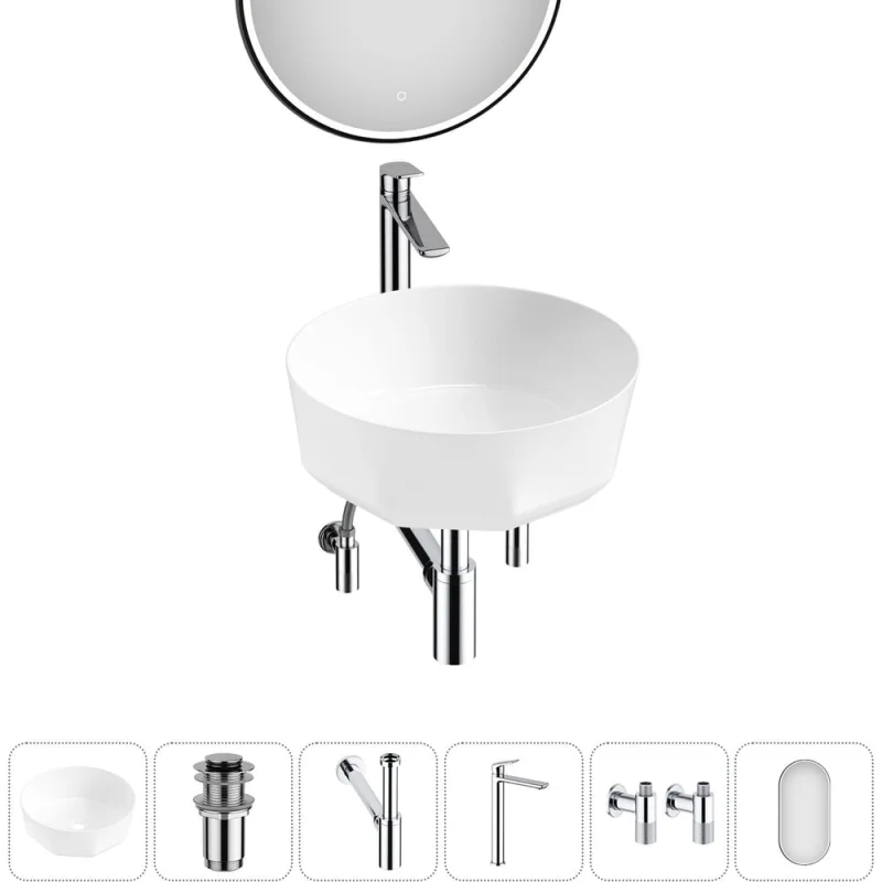 Комплект Wellsee 6 в 1 Lavinia Boho Bathroom Sink накладная раковина 42x42 см 20219481R