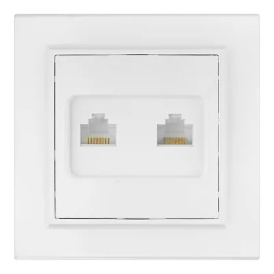 Розетка компьютерная/ телефонная EKF Минск встраиваемая белая RJ11/ RJ45 (ERK00-135-10)