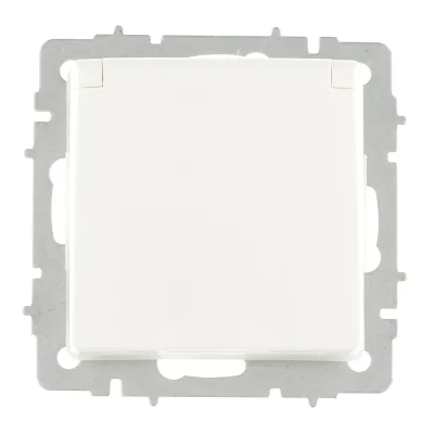 Розетка IEK Brite встраиваемая белая с заземлением со шторками с крышкой (BR-R16-16-44-K01)