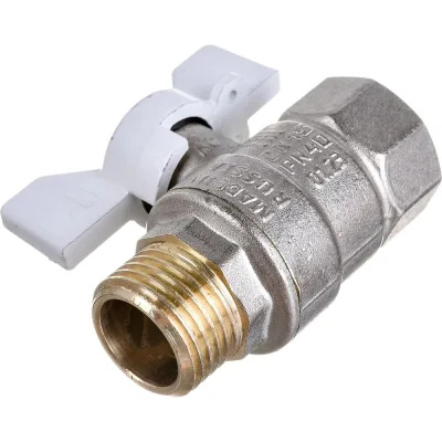 Кран шаровой латунный LD PRIDE 47.15.В-Н.Б Ду 15 Ру 40 бабочка (white) с биркой LD 47.312.15 W