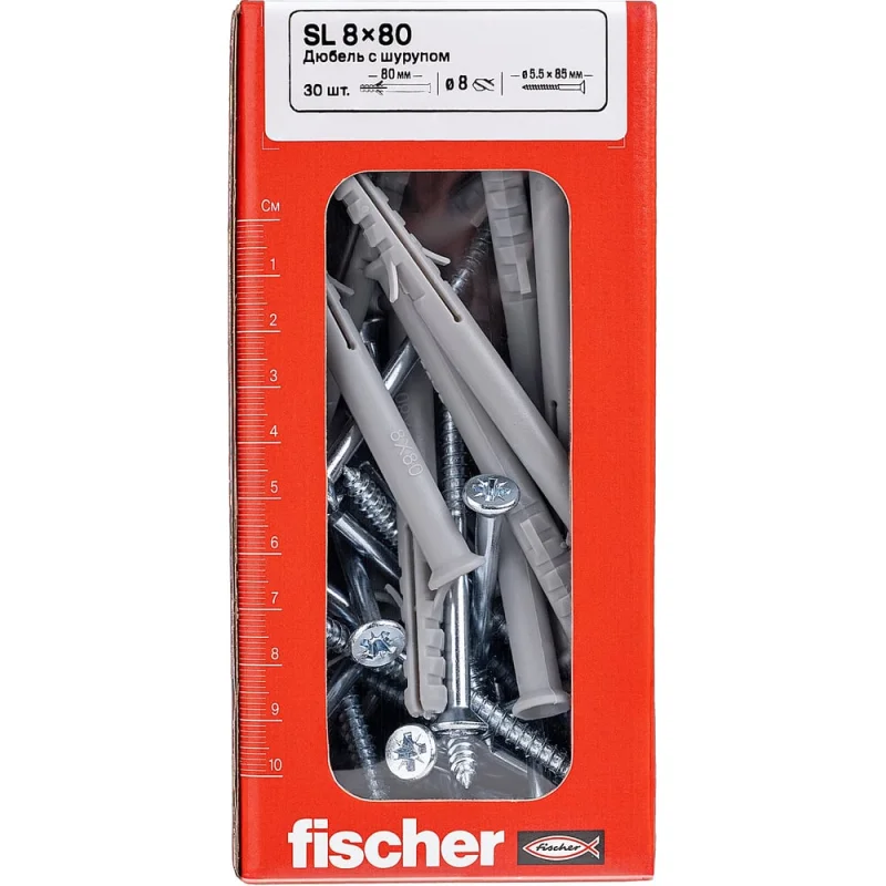 Дюбель Fischer SL 8x80 с шурупом 5,5x85 (30шт.) 12007