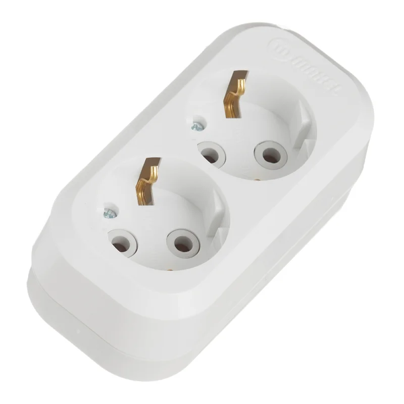 Колодка 2 розетки Makel с заземлением 16 А 250 В 2,2 кВт IP20 белая (MGP111)