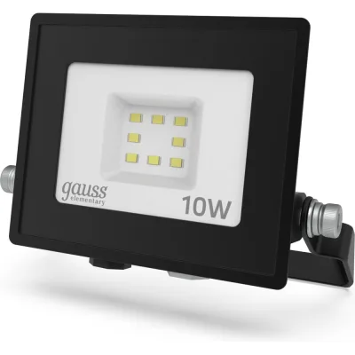 Светодиодный прожектор Gauss Elementary 10W 850lm 6500К IP65 PROMO черный 613100310P
