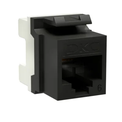Переходник неэкранированный DKC Keystone 180 градусов RJ45 CAT6 UTP черный (12 шт.) (RNK6U180BK)