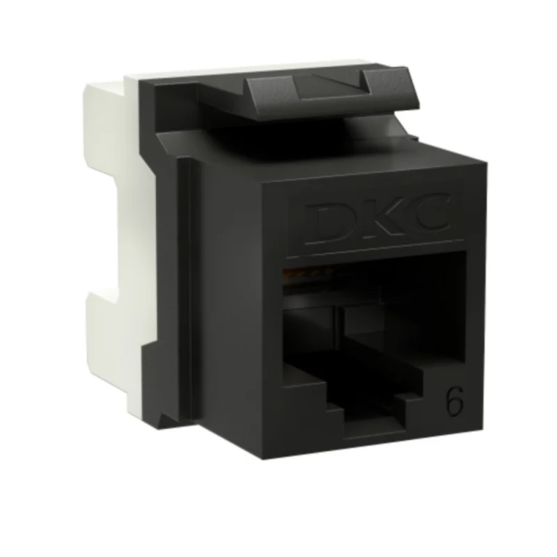 Переходник неэкранированный DKC Keystone 180 градусов RJ45 CAT6 UTP черный (12 шт.) (RNK6U180BK)