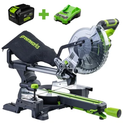 Пила торцовочная аккумуляторная Greenworks GD24MS216 216 мм 8 Ач Li-lon с АКБ и ЗУ (1501707UH)