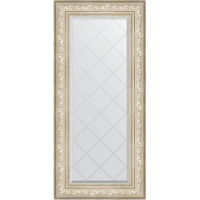 Зеркало EVOFORM с гравировкой в багетной раме - виньетка серебро 109 мм (60x130 см) BY 4082