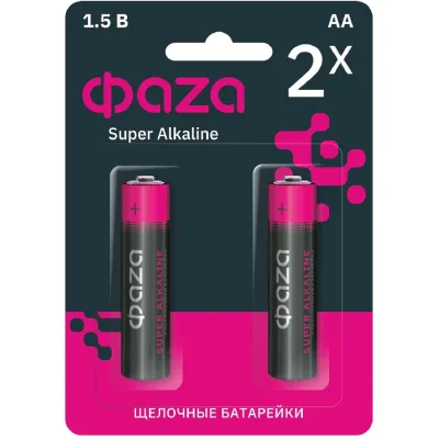Батарейка Элемент питания алкалиновый AA/LR6 1.5В Super Alkaline BL-2 ФАZА (упаковка 2 шт) 2858443