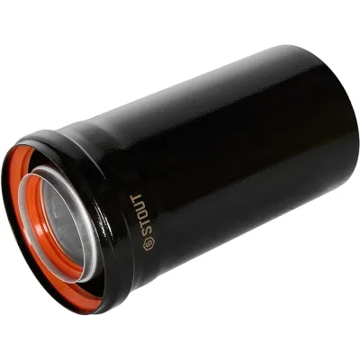 Удлинитель дымохода традиционный коаксиальный STOUT D80/125, L250 мм, черный, SCR-8125-600250 / PEE9H4MMBMGN2A