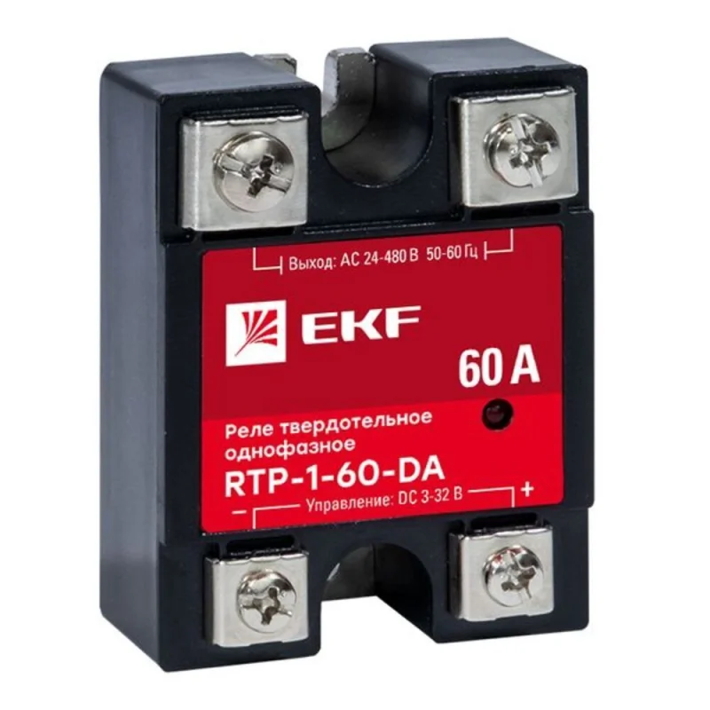 Реле твердотельное EKF PROxima RTP однофазное 480 В 60 А тип AC (rtp-1-60-da)