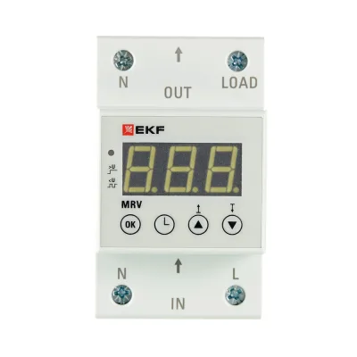 Реле напряжения модульное EKF PROxima 230 В 63 А тип AC с дисплеем (MRV-63A)