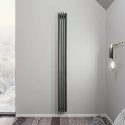 Радиатор Faberg Alivento 2-х трубный, подключение - Нижнее правое, секций - 4, высота - 1800, цвет - RAL7021 FB.700.2.1800.4.7021
