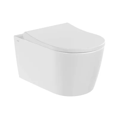 Подвесной унитаз Vitra Metropole Round (Метрополь Раунд) безободковый QuantumFlush (Квантум Флаш) с сиденьем микролифт, белый санитарный фарфор 7910B003-6429