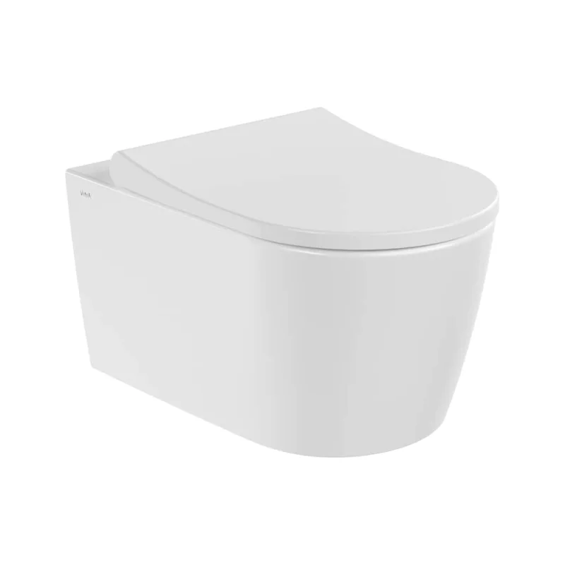 Подвесной унитаз Vitra Metropole Round (Метрополь Раунд) безободковый QuantumFlush (Квантум Флаш) с сиденьем микролифт, белый санитарный фарфор 7910B003-6429