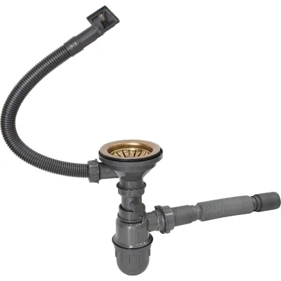 Сифон MIXLINE Pro 3 1/2x40 с прямоугольным переливом, с гофрой 40x40 мм, бронза 551690