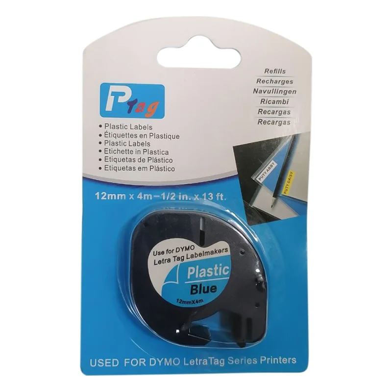 Лента Vell пластиковая VL-D-91205/S0721650/91225 (12 мм x 4 м, черный на синем) 328731