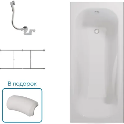 Ванна 1Marka КЛАССИК/CLASSIC 1600x700 А, комплект Стандарт 2 П 01 kla1670 кс2пП
